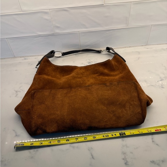 Classic Suede Hobo Bag in Chestnut Brown - Picture 2 of 6